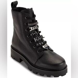 Karl Lagerfeld Paris Women's Maple Embellished Combat Booties Size 8 M
